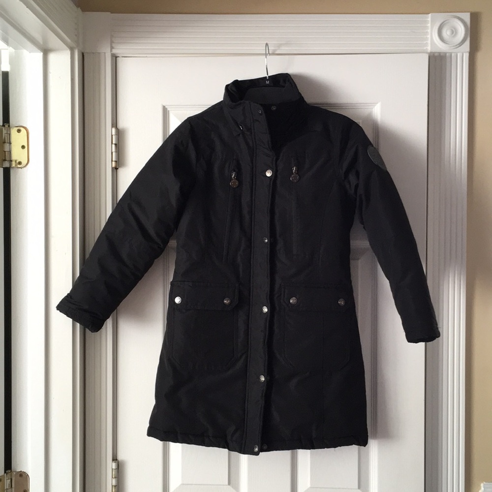 Girl’s waterproof Black jacket medium size (10-12)